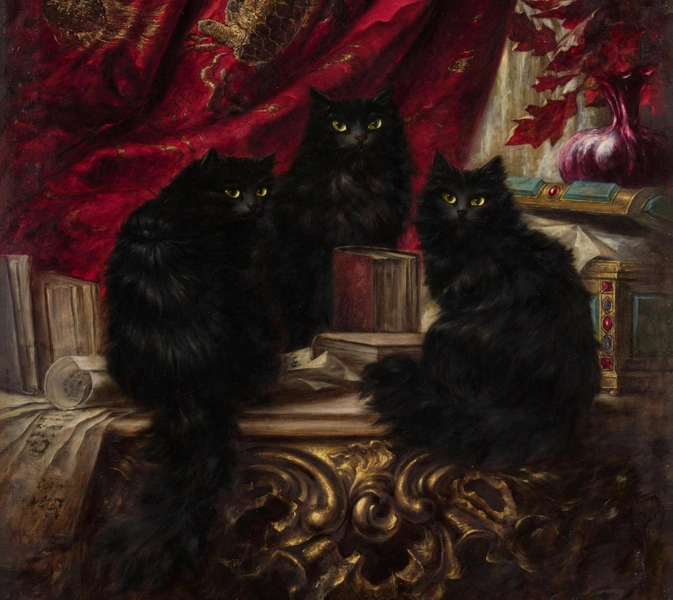 Карл Калер. «Три черных кота» (фрагмент). Конец XIX века | Источник: Wikimedia Commons
