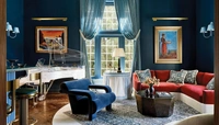 Синий в деталях: как цвет соединил три десятка комнат в одном доме в Вирджинии