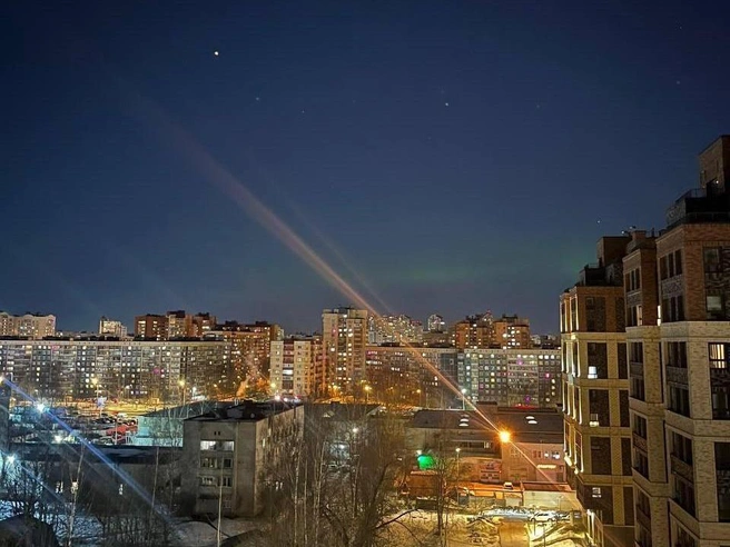 Вид на сияние в Озерках. | Источник: Евгения Бочарова