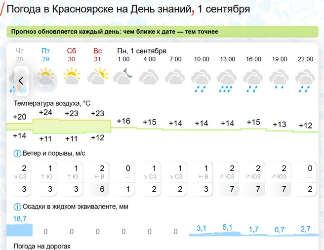 Все же зонты пригодятся | Источник: Gismeteo.ru 