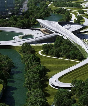 Застывшая волна от Snøhetta: новый музей в Ханчжоу, вдохновленный приливами реки Цяньтан