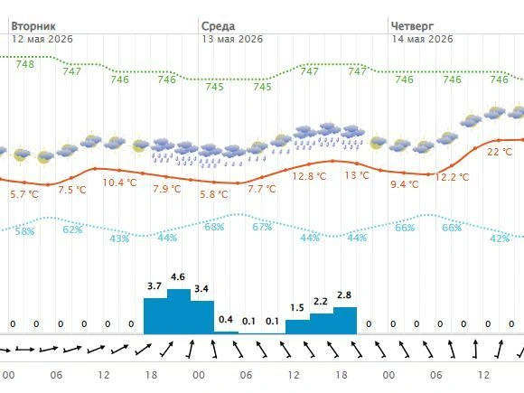 Завтра утром не забудьте взять зонт | Источник: meteoinfo.ru