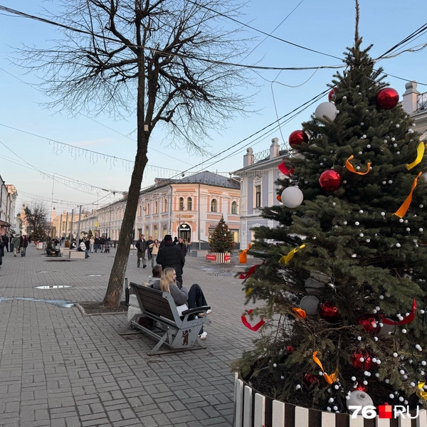 В марте в Ярославле продолжают стоять нарядные елки | Источник: Анна Елкина / 76.RU