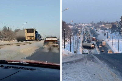 Авария с фурой задерживает автобусы в Подмосковье