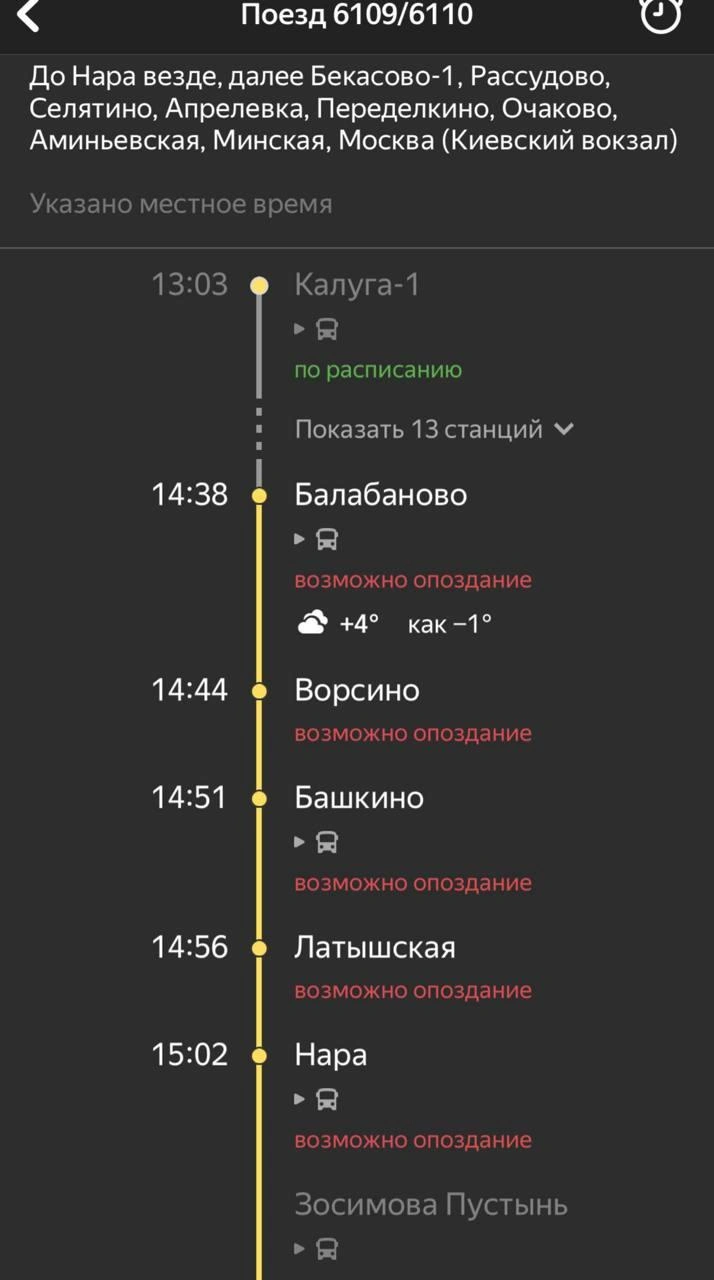 Источник: Яндекс Электрички