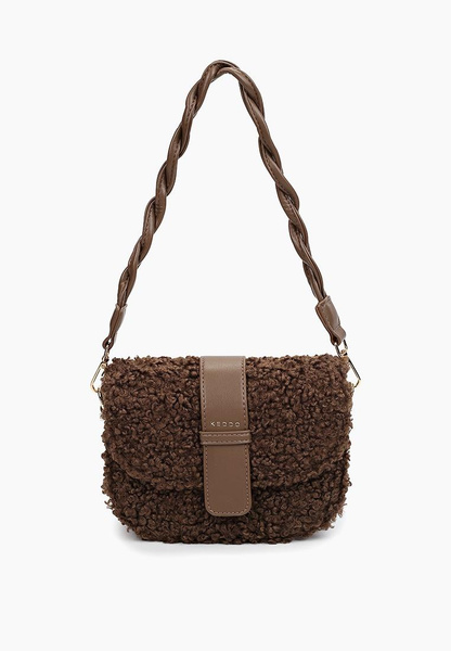 «Кудрявая» сумка коричневого цвета с двумя ремнями 