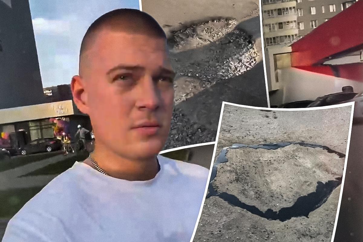«Жесткое позорище»: челябинец заделал яму на дороге в элитном ЖК в Челябинске, но новый асфальт тут же срезали