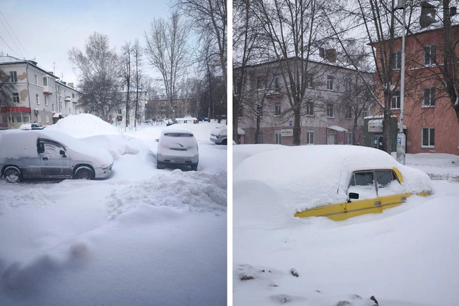 Машины утопают в сугробах | Источник: читатели НГС