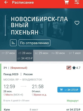 Источник: снимок экрана приложения «РЖД Пассажирам»