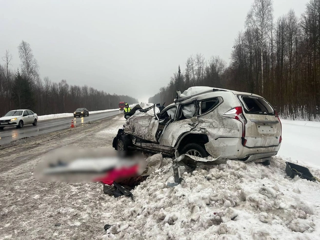 В аварии в Завьяловском районе легковушка серьезно пострадала от столкновения с фурой | Источник: пресс-служба Госавтоинспекции Удмуртии