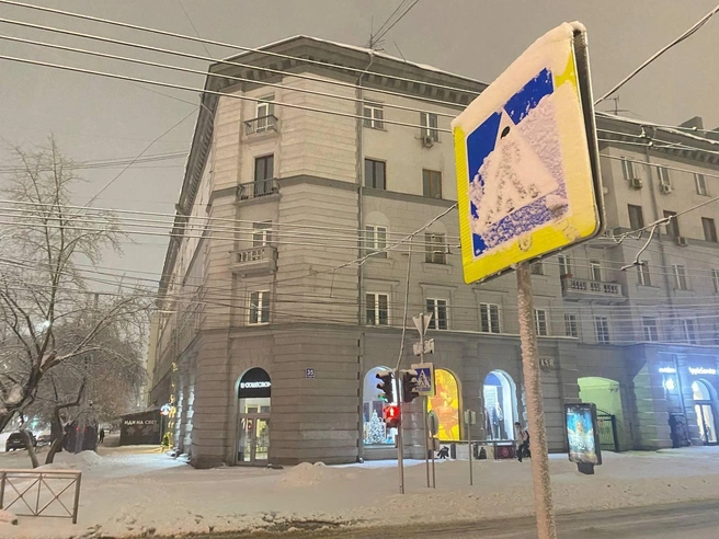 «Яндекс.Погода» предсказывает, что снег с дождём не прекратится в ближайшие два часа. | Источник: Анастасия Хрипушина/NGS.RU