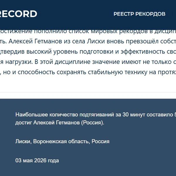 Источник: Международная Книга Рекордов Гиннеса INTERRECORD / reestrrekordov.ru