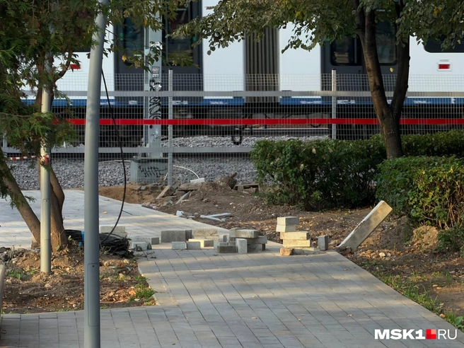 Сейчас территория станции огорожена по периметру сигнальной лентой | Источник: Вера Борисова / MSK1.RU