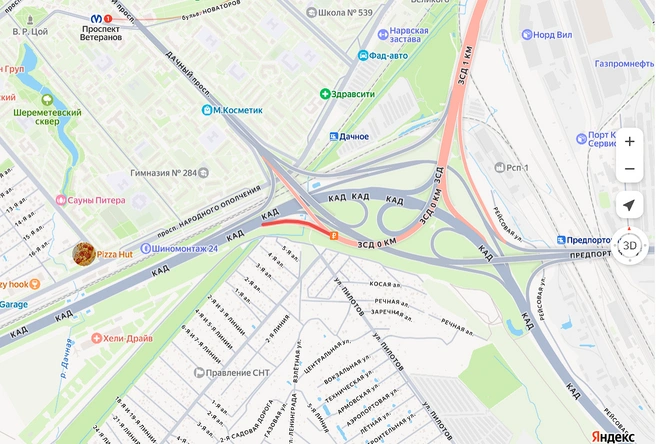 На юге ЗСД закроют один из съездов с КАД