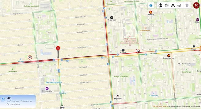Дорога окрасилась в бордовый цвет | Источник: 2ГИС