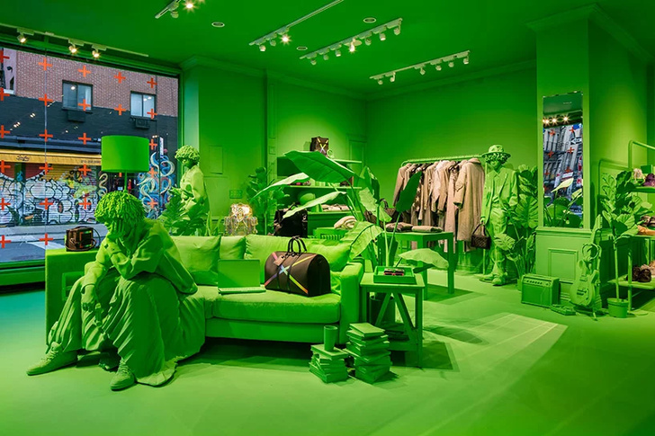 Ярко-зеленый pop-up бутик Louis Vuitton в Нью-Йорке (фото 6)