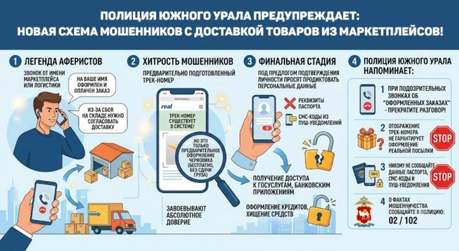 Полиция предупреждает о новой схеме с трек-номерами | Источник: 74.xn--b1aew.xn--p1ai