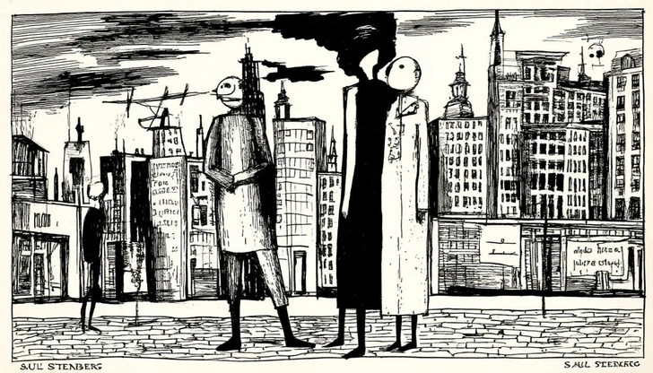 Стилизация под американского художника Сола Стейнберга | Источник: Шедеврум