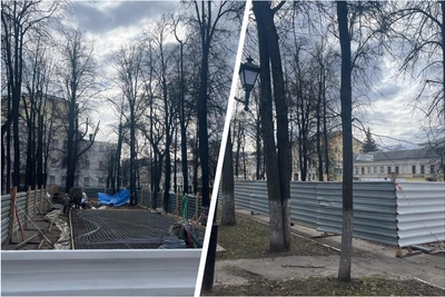 За Волковским театром в Ярославле строят веранду ресторана