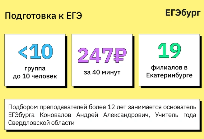 Развитая инфраструктура, гибкое расписание и адекватная ценовая политика позволяют готовиться сразу по трем предметам ЕГЭ | Источник: ЕГЭбург