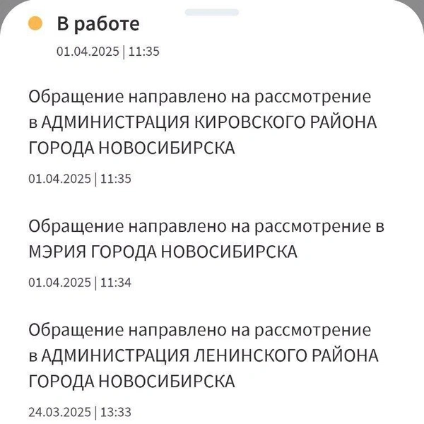 Логи движения обоих обращений выглядят почти одинаково | Источник: читатель НГС Виктор