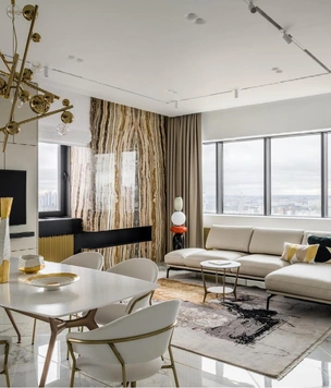 Светлая квартира 108 м² с латунными акцентами в Москве
