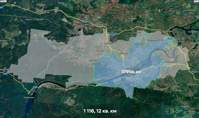 Красноярск (синим) и округ Красноярск (синие + белое) | Источник: Владислав Логинов / Telegram