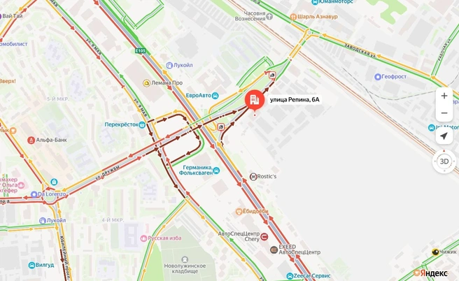 Обстановка у автопарка в Химках, откуда не могут выехать автобусы | Источник: Яндекс Карты