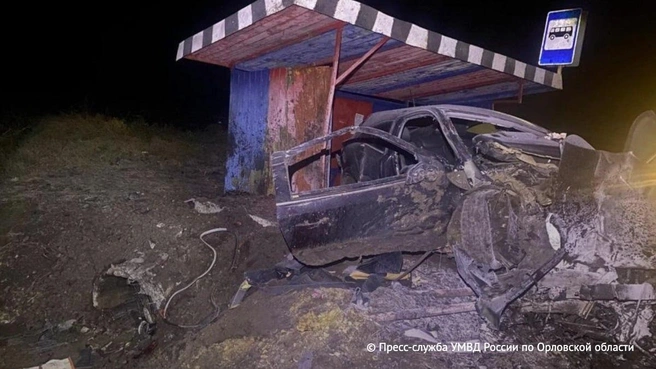 Жуткое ДТП под Орлом: водитель въехал в автобусную остановку, есть жертвы | Источник: Пресс-служба УМВД России по Орловской области.