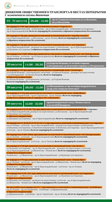 Полная инфографика с изменениями схем движения | Источник: Пресс-служба администрации Барнаула