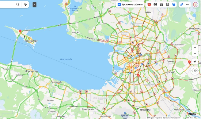 Пробки в Петербурге достигли 8 баллов | Источник: «Яндекс.Карты»