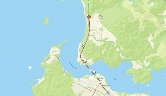 Дорога на виртуальной карте окрасилась в красный цвет  | Источник: 2ГИС