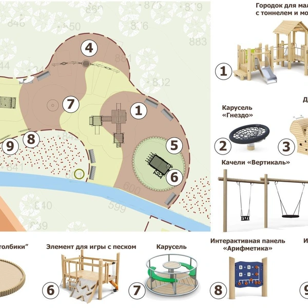 Новая игровая зона для самых маленьких должна появиться напротив сцены, по другую стороны центральной аллеи | Источник: ООО «Доринжпроект»