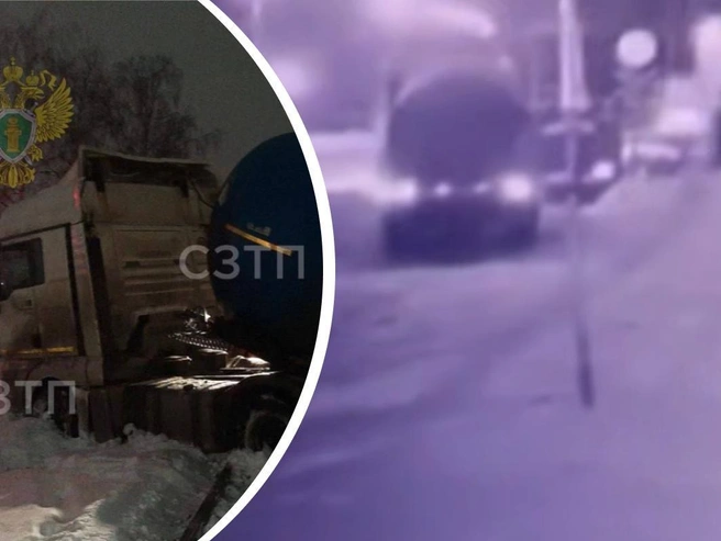 В сети опубликовано видео момента аварии с участием тепловоза. | Источник: Северо-Западная транспортная прокуратура / Telegram, Жесть Ярославль / Telegram