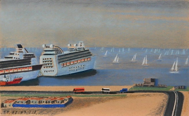 Цивин В. А. 29.08.2009. Морской порт. 2009. Бумага, пастель. Уменьш.
