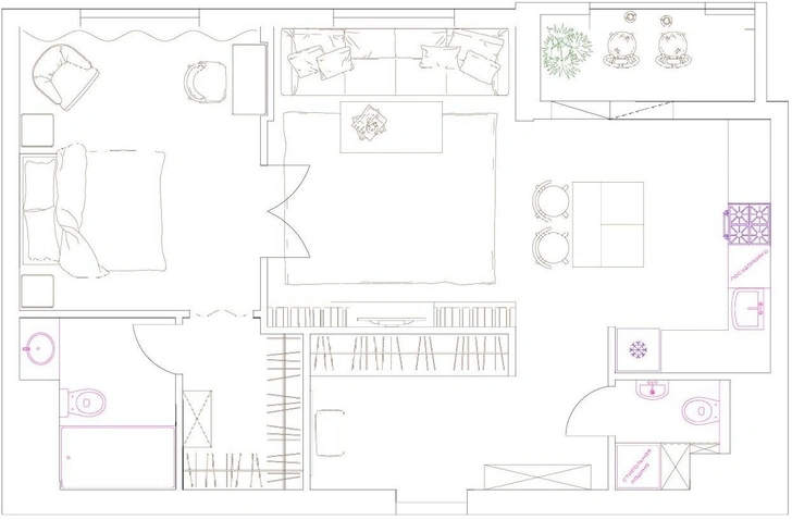 План квартиры 62 м². Проект Кати Чистовой.