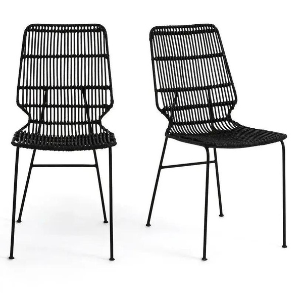 Два плетеных, металлических стула Malu, La Redoute