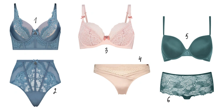 1, 2, 3, 4. Hunkemöller, 5, 6. Triumph