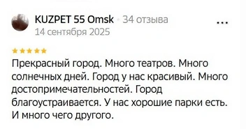 А вы согласны, что в Омске много солнечных дней? | Источник: скриншот с сайта отзывов