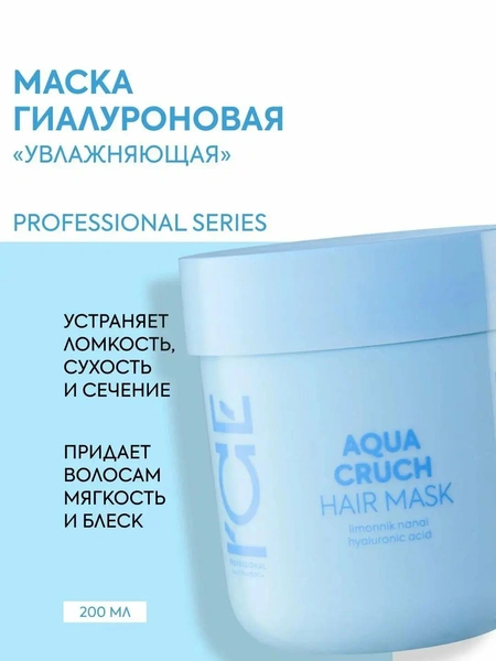 Маска для сухих волос ICE Professional by Natura Siberica AQUA CRUCH профессиональная увлажняющая гиалуроновая