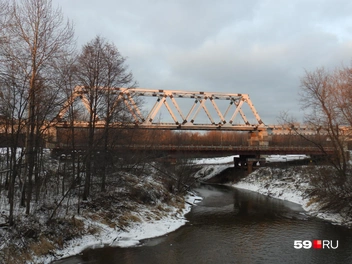 Под мостом проходит русло речки Гайва | Источник: Кирилл Хафизов / 59.RU