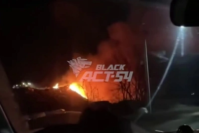 Пожар на Гусинобродском мусорном полигоне в Новосибирске