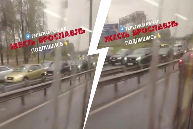 В Ярославле произошел затор на Московском проспекте | Источник: Жесть Ярославль / Telegram