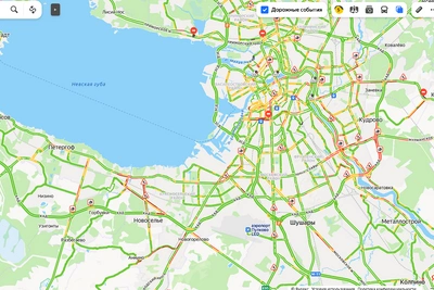 Петербург вечером 21 октября: пробки держатся на 5 баллах