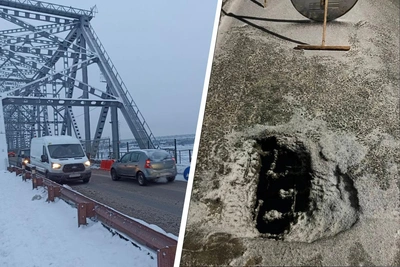 Провал на мосту в Архангельске: ситуация на месте
