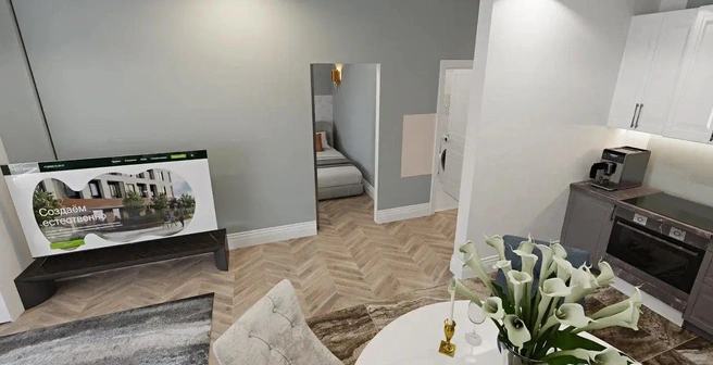 Для студий 45,3 м² доступны два варианта: смарт-планировка без стены и решение со стеной для любителей зонирования | Источник: Экодевелопер «Природа»