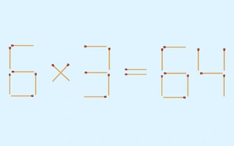 6х3 никак не может быть равно 64: переместите 1 спичку, чтобы равенство стало верным