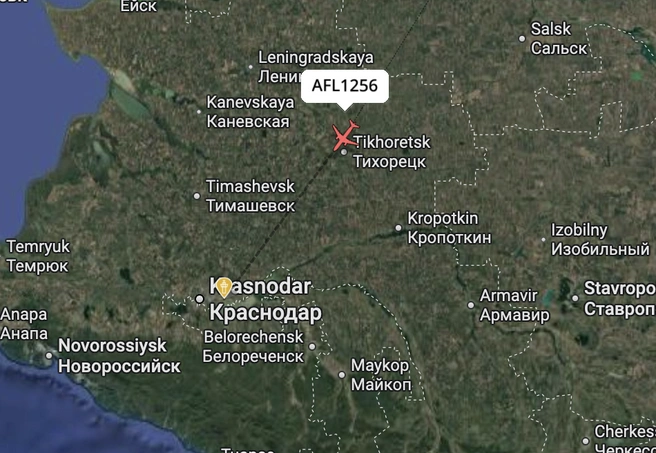 Уже скоро самолет прилетит в Краснодар | Источник: Flightradar24.com