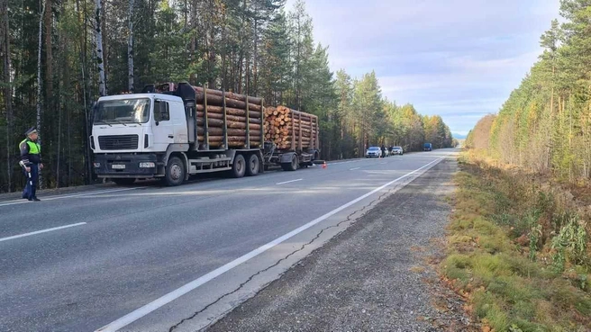 Водитель МАЗа неудачно расположился при ремонте прицепа | Источник: УГИБДД по Свердловской области