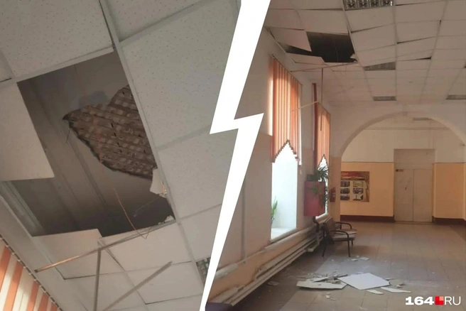 Обломки покрытия потолка могли задеть детей. | Источник: Прокуратура Саратовской области